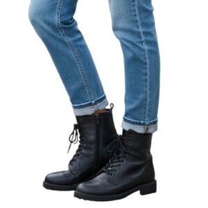 Zigi Soho Black Lace-Up Combat Boots